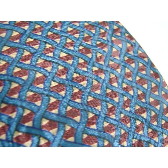 Vintage Christian Dior Monsieur Blue Burgundy Gold Neck Pointed Designer Tie - Picture 10 of 11